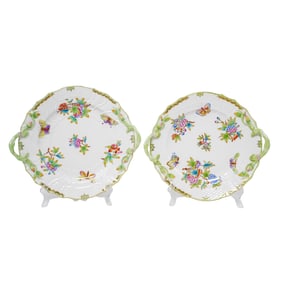 Herend Porcelain "Indian Basket" Square Handled Cake Plate