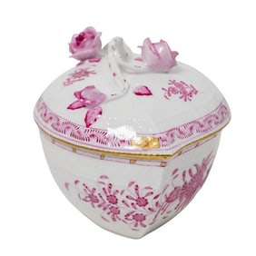 Herend Hungarian Porcelain Indian Basket Raspberry Bonbonniere