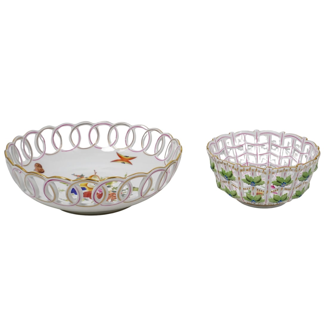 (2 Pc) Herend Porcelain Reticulated Bowls (1 of 11)