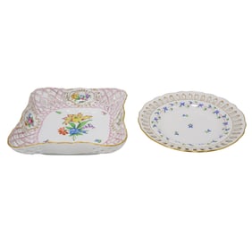 (2 pcs) Herend Porcelain Reticulated Dishes
