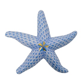 Herend Porcelain "Starfish" Blue Fishnet Figurine