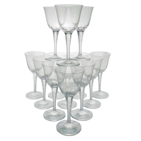 (13 Pc) Lalique Crystal 'Treves' Stemware Glasses Set