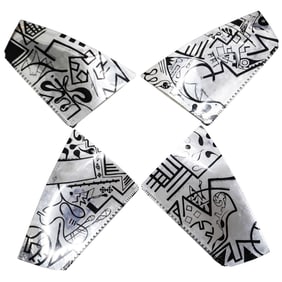 (4 pcs) Airplane Fuselage Panorama Art Signed "SY"