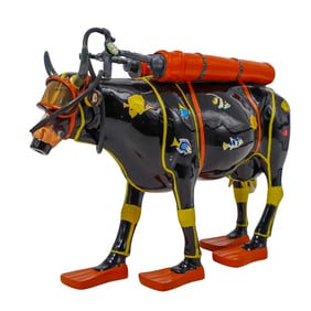 Salzburg's Museum "Scuba Diving Cow' Figurine Sculpture