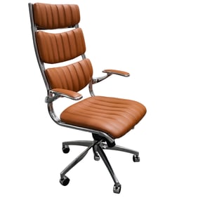 Italian Style Cognac Leather Office Armchair