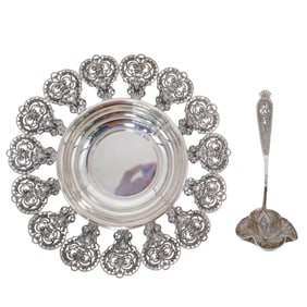 (2 pcs) 800 Silver Filigree Spoon and Bowl