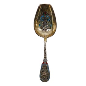 Russian 84 Silver Cloisonne Spoon