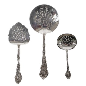 (3 Pc) Gorham Sterling Silver Ornate Reticulated Serving Spoons