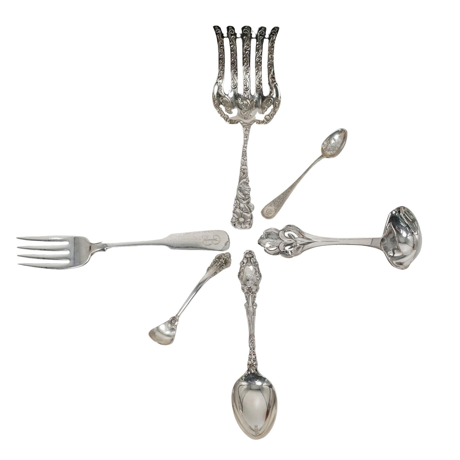 (6 Pc) American / Danish Fine Sterling Silver Serving Utensils (1 of 8)