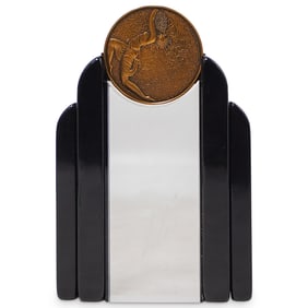Limited Edition Erte Bronze Medallion & Lucite Stand