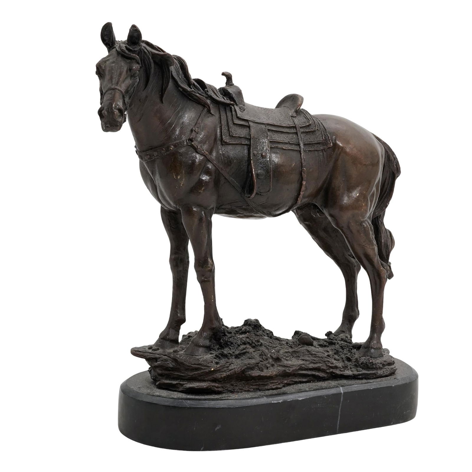F Raillet Signed Bronze Horse Sculpture on Marble Base (1 of 5)