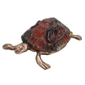 Yves Lohe (b. 1947, French) Gilt Bronze and Glass Turtle