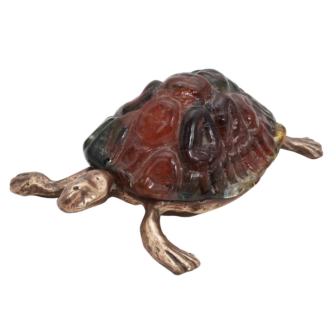 Yves Lohe (b. 1947, French) Gilt Bronze and Glass Turtle (1 of 5)