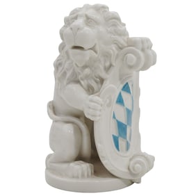 German Nymphenburg Glazed Porcelain Heraldic Lion Figure
