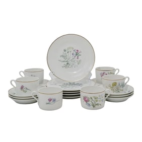 (17 Pc) Italian Richard Ginori Porcelain "Primavera" Breakfast Set