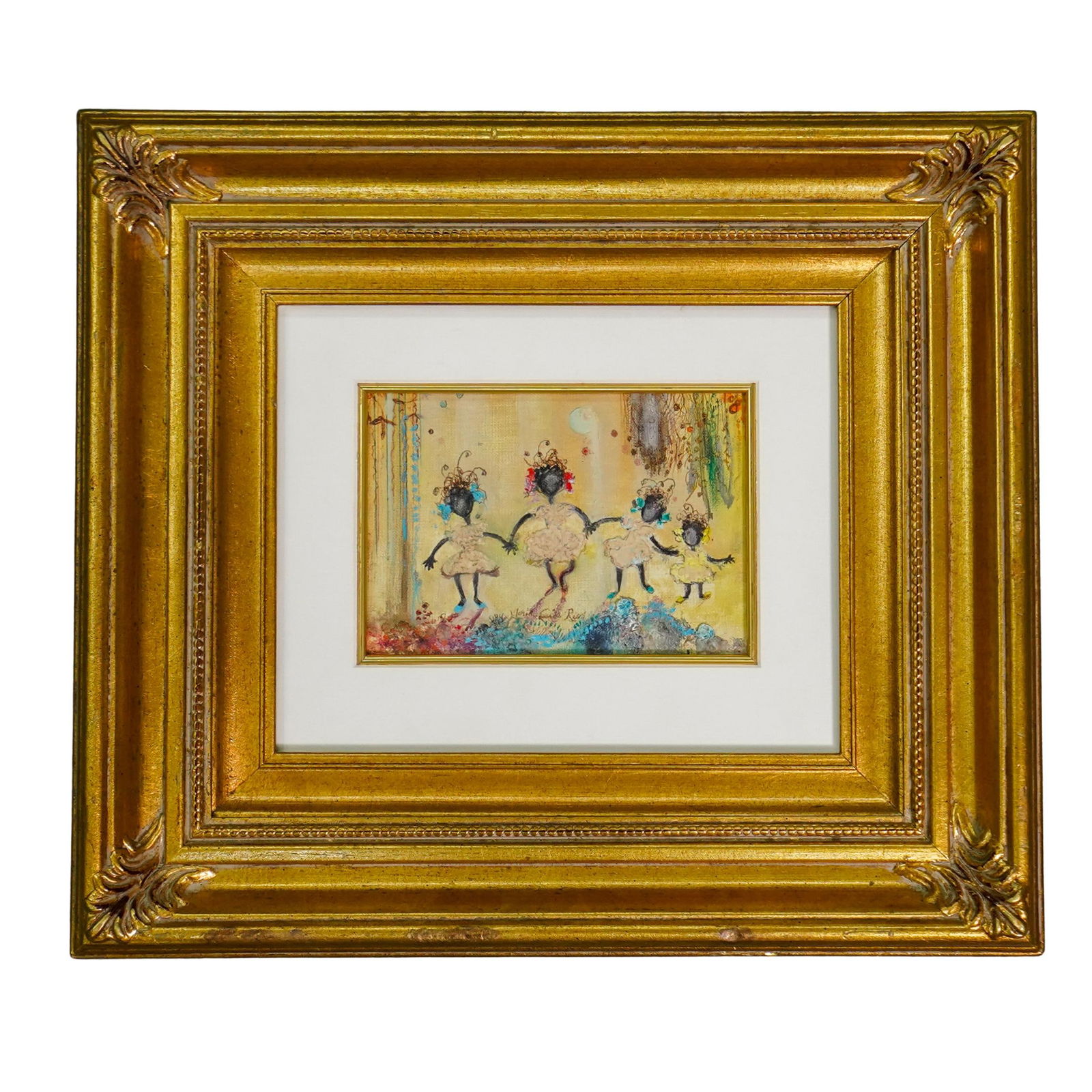 Maria Luisa Rios (1903-1982, Cuban) Mixed Media Textured Figural Painting (1 of 5)