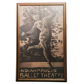 Framed Original Monochrome Litho Poster, Indianapolis Ballet Theater