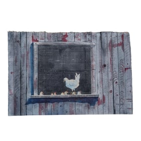 Sandy Ezell (American, 20th-21st century) Watercolor Chicken Coop Painting