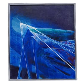 Framed Acrylic Abstract, Marked James Cunningham, "Ascent"
