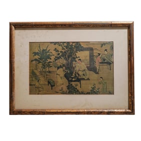 Chinese Court Scene Printed Silk
