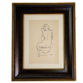 Signed "AM" Framed Nude Study Sketch