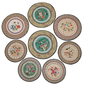 (8 Pc) Chinese Embroidered Silk Doilies