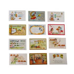 (12 Pc) Antique 1900s Halloween Souvenir Postcards