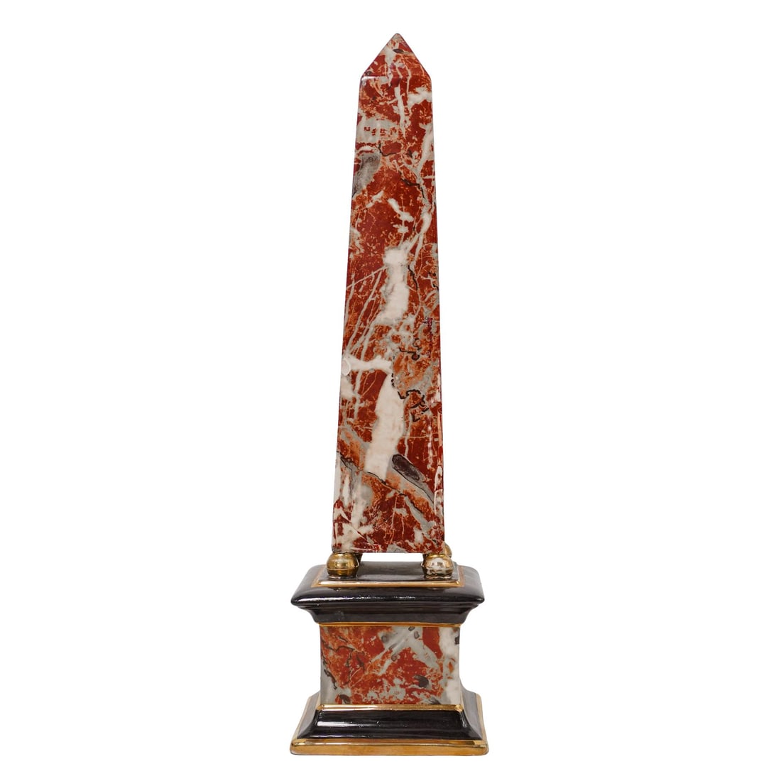 Italian Faux Marble Glazed Ceramic Obelisk Sculpture (1 of 5)