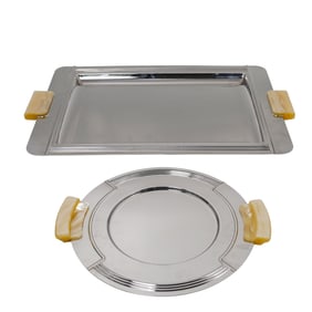 (2 Pc) French Couzon Acier Inox Serving Platters