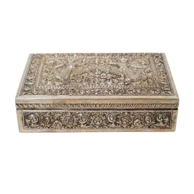 South East Asian Silver Hinged Repousse Box