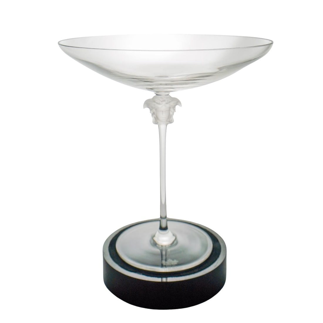 (2 Pc) Versace Rosenthal "Medusa" Stemmed Compote With Base: (2 Pc) Versace Rosenthal "Medusa" Stemmed Compote With Base20th Century, Germany(2 Pc) Versace Rosenthal "Medusa" Stemmed Compote With Base. The clear crystal compote is marked 'Rosenthal Versace Germ