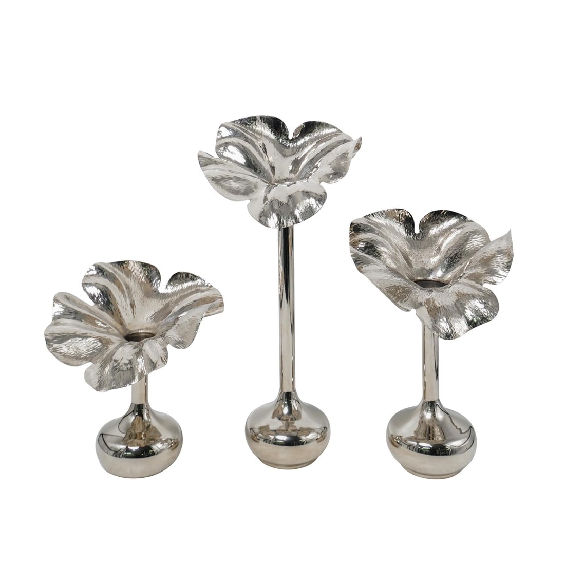 (3 Pc) Marilena Mariotto Silver-Plated Flower Vases (1 of 7)