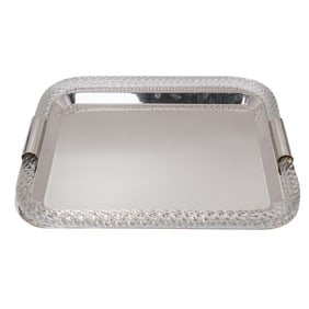 Venini Murano Twisted Glass Handle Serving Tray