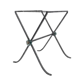 Vintage Metal Folding Tray Stand With Glass Florets