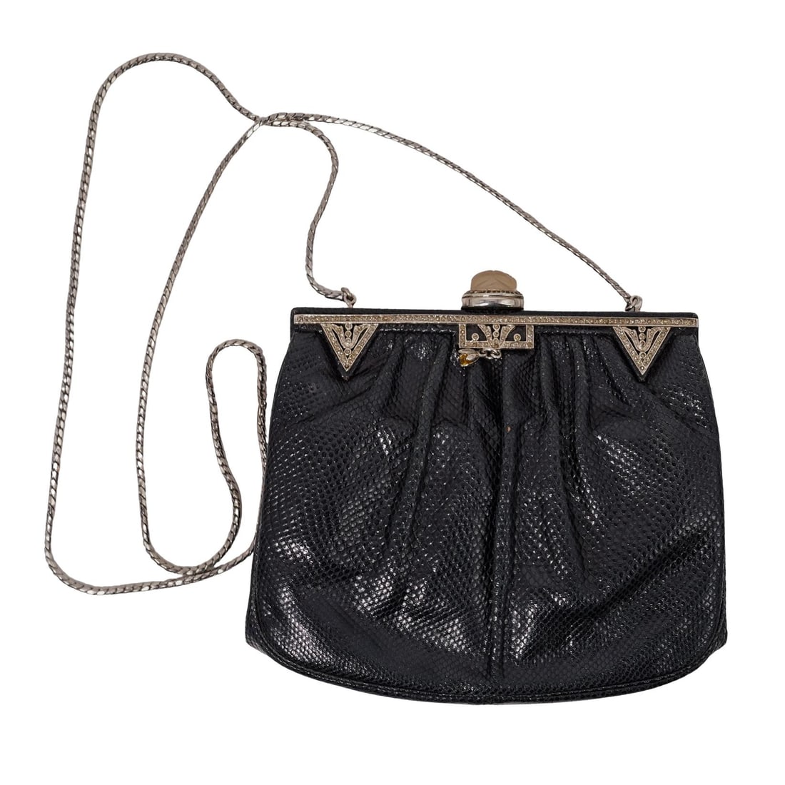 Judith Leiber Art Deco Style Black Lizard Shoulder Bag (1 of 10)