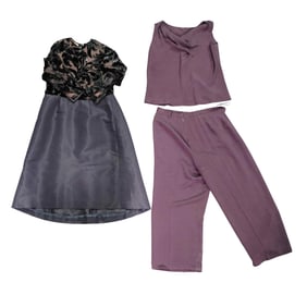 (3 Pc) - Vintage Bob Mackie Dress & 2-Pc Purple Ensemble