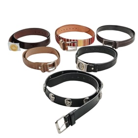 (6 Pc) Vintage Mens Assorted Leather Belts Grouping