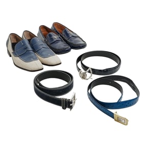 (5 Pc) Designer Prada Men's Loafers Shoes & Belts Grouping