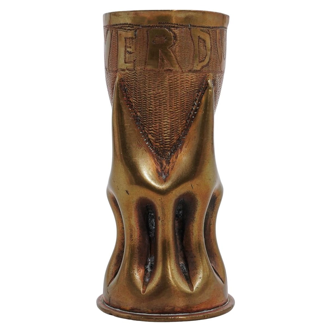 WWI Artillery Shell Trench Art Vase, "Verdun, 1918" (1 of 5)