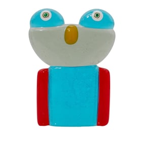 Whimsical Fused Art Glass Owl Sculpture