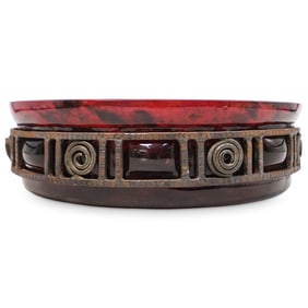 Daum Nancy & Louis Majorelle Iron-Framed Art Glass Bowl