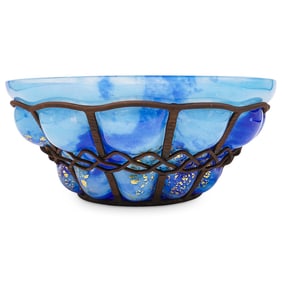 Daum Nancy & Louis Majorelle Glass W/ Iron Centerpiece Bowl
