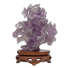 Antique Chinese Carved Amethyst Lidded Urn