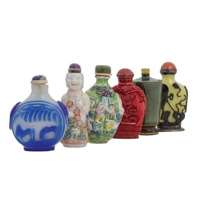 (6 Pc) Chinese Snuff Bottles Grouping Assortment