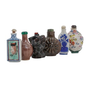 (6 Pc) Antique Chinese Miniature Assorted Snuff Bottles