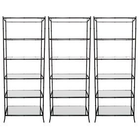 (3 Pc) Designer Bamboo Motif Metal Display Shelves