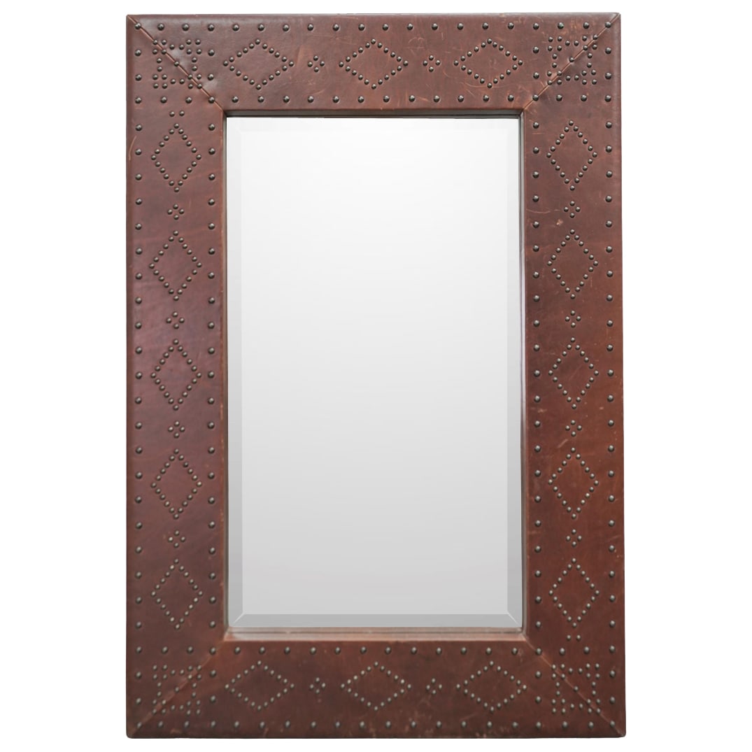 Ralph Lauren "Safari" Leather and Brass Nailhead Mirror (1 of 6)