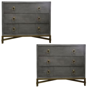 Pair of Designer Faux Shagreen Dressers