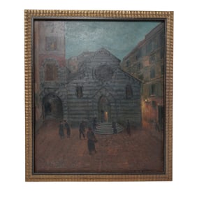 Amedeo Merello (Italian, 1890) 'Piazza San Mateo' Oil Painting