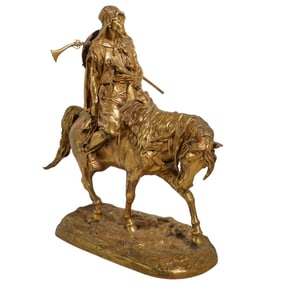 Eugeny Lanceray (Russian, 1848-1886,) Gilt Bronze Equestrian Sculpture